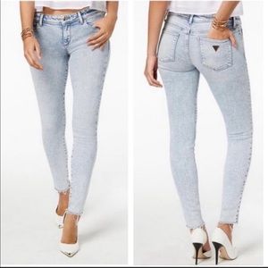- NWT Guess Acid wash raw hem ankle skinny jeans